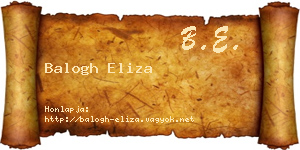 Balogh Eliza névjegykártya